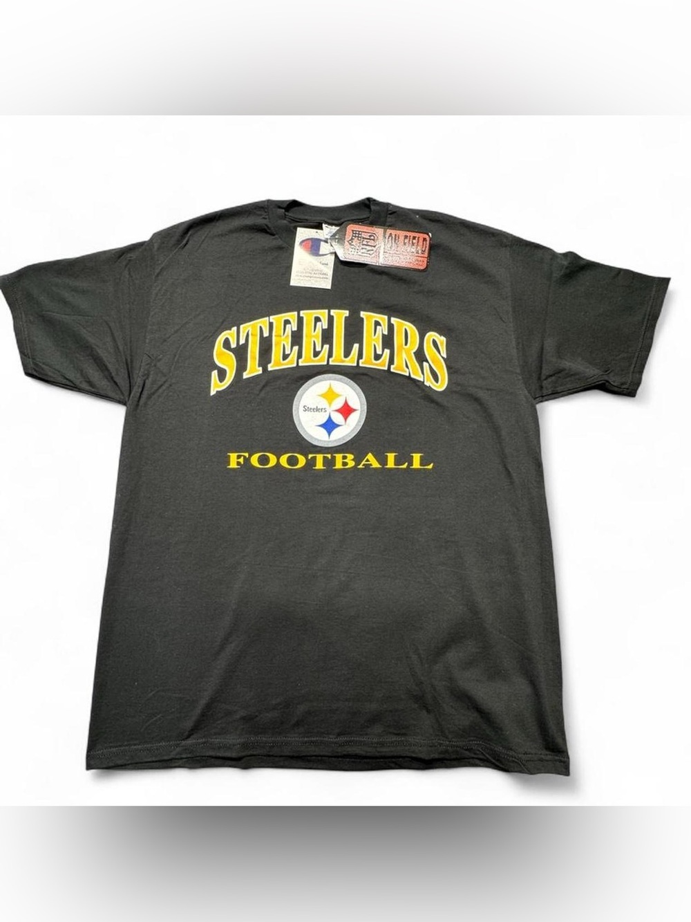 Y2K Vintage Pittsburgh Steelers Champion Black Football Shirt Sz Large NWT P3